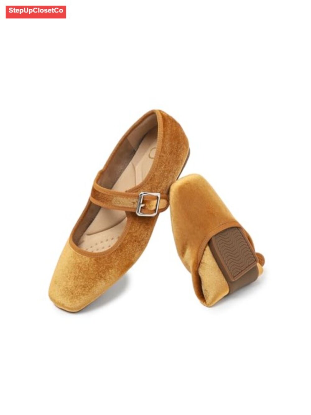 Bebxufa Women's Square Toe Mary Jane Ballet Flats Faux Leather Slip On Work - Picture 5 of 6